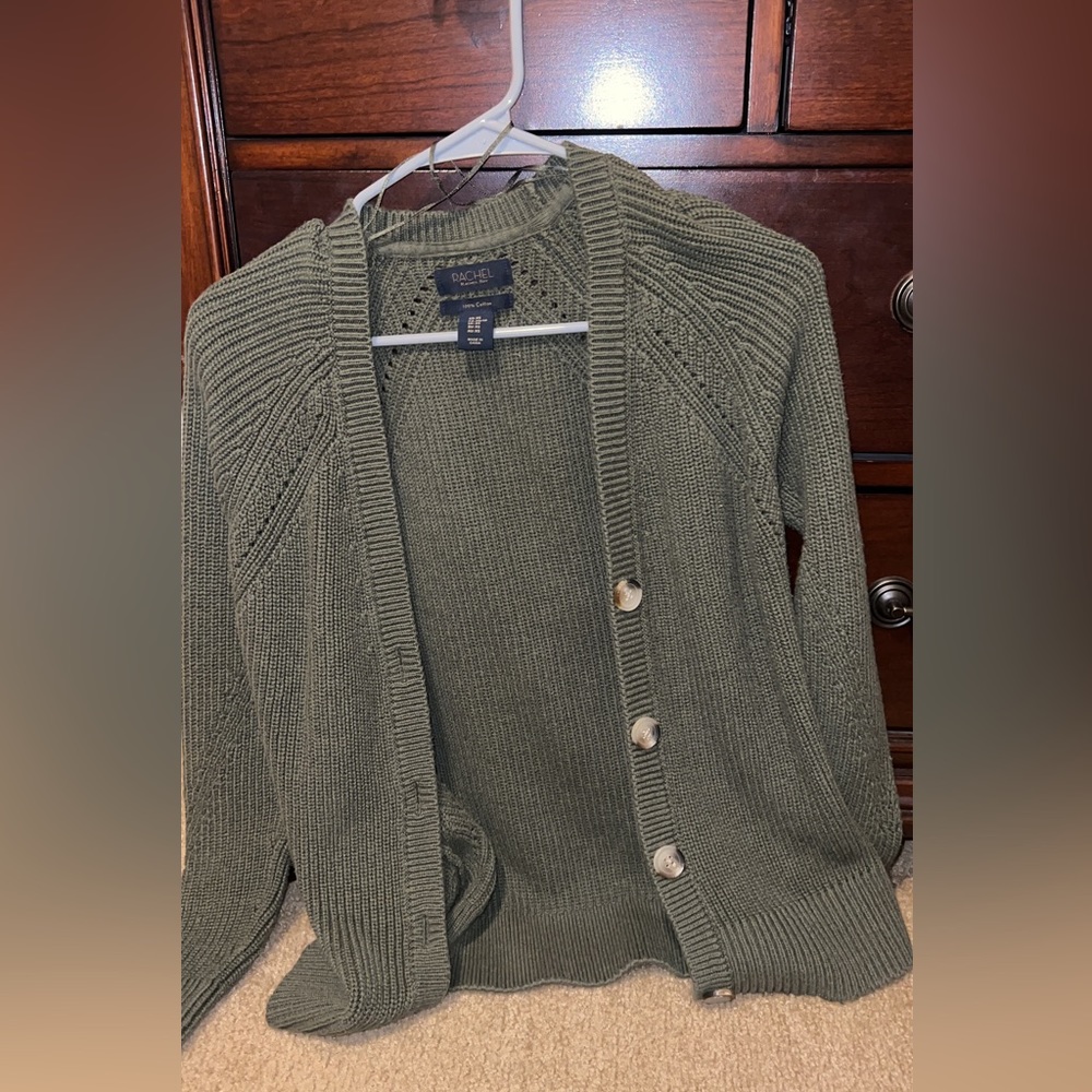 green sweater button up cardigan! size xs